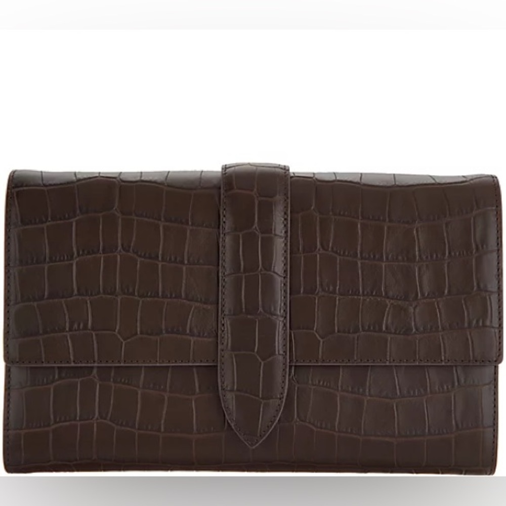🆕 Martha Stewart Croco Embossed Leather Large Wallet Clutch